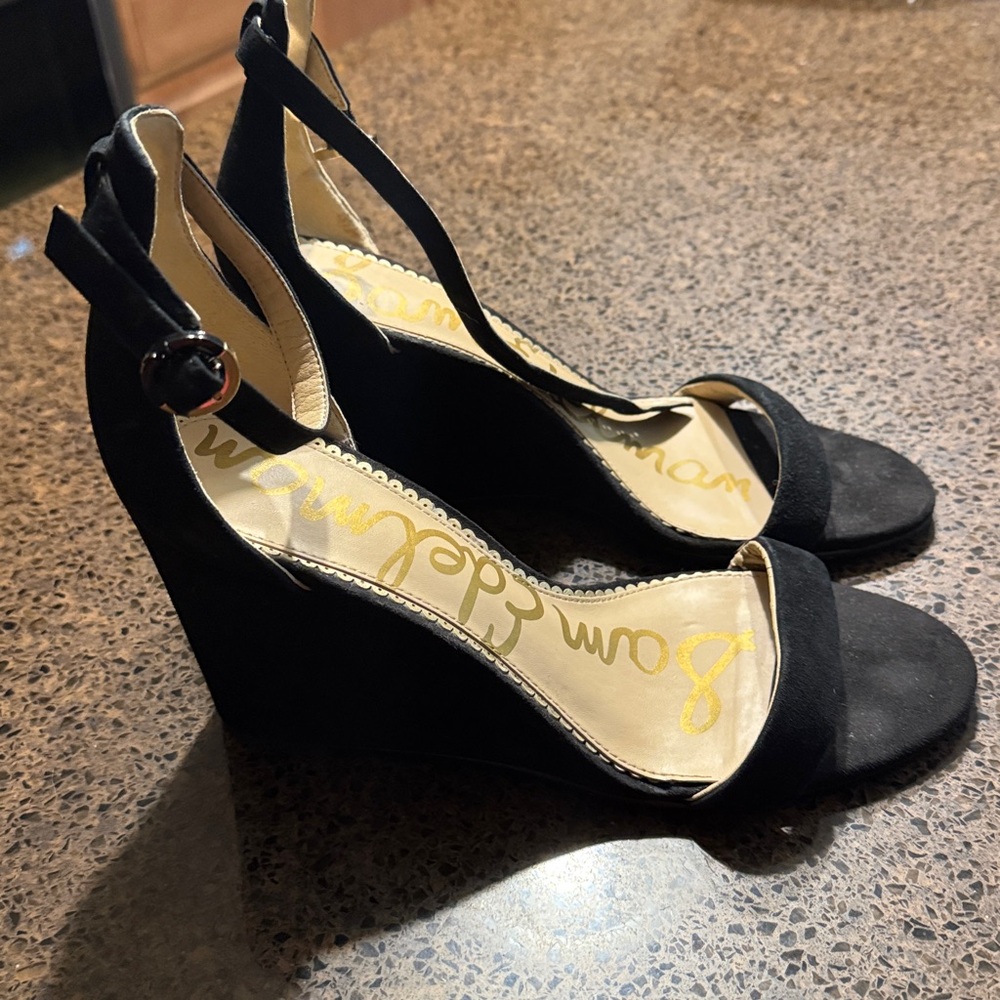 Sam Edelman Neesa black suede wedge sandals - Picture 2 of 12